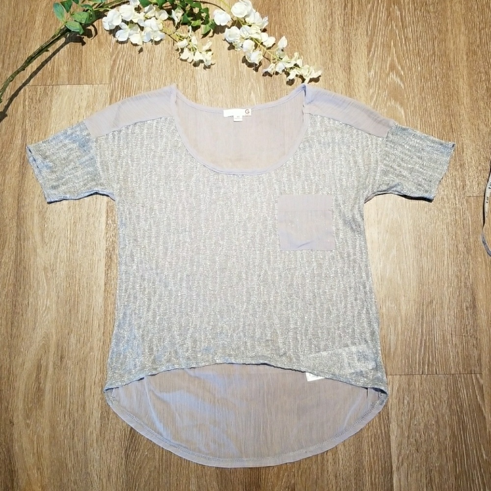 G by guess XS sheer silver high low top